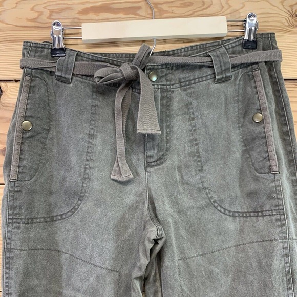 Athleta Cropped Pants 8 Army Green Tencel Lyocell Drawstring Tie Capri B122 - Picture 5 of 10